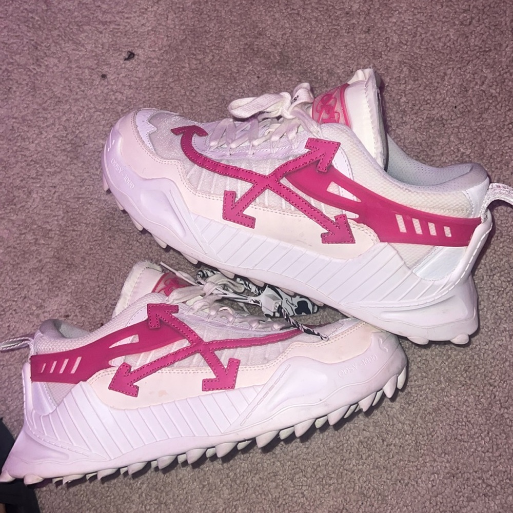 Pink and white off whites worn like 3 times